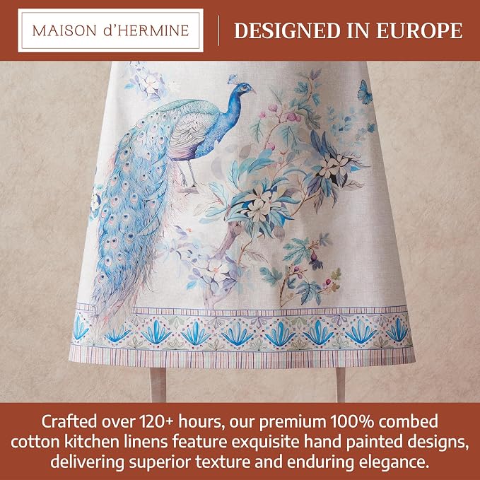Maison d' Hermine Aprons for women with Pocket 100% Cotton (27.50"x31.50") | Adjustable Neck Strap & long ties Apron Men Chef Wedding Cooking Gardening Server Maid