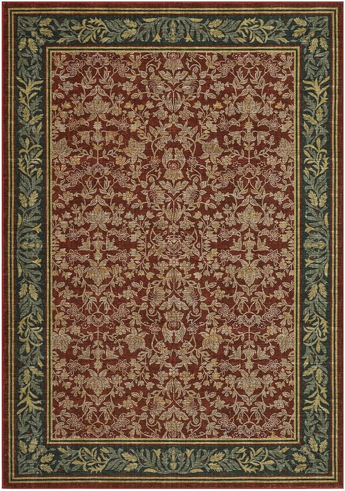 GarveeHome Washable 3x5 Entryway Rugs Non Slip Kitchen Area Rug, Red | Boho Vintage Soft Low Pile Stain Resistant Indoor Carpet for Living Room Bedroom Hallway Nursery Home Office