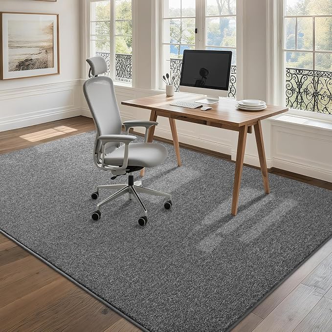 4x6 Dark Grey Area Rug | Washable Memory Foam, Low Pile Non Slip Indoor Carpet for Living Room Bedroom Office Classroom College Dorm Room Home Decor