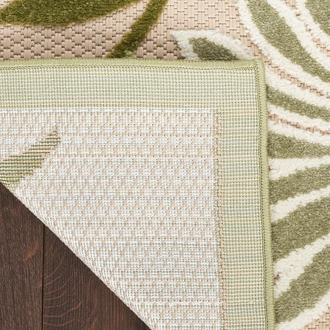 Nourison Home Aloha Ivory Green 10' x 14' Area Rug - Easy Clean, Non Shedding, Bed Room, Living Room, Dining Room, Kitchen (10' x 14')