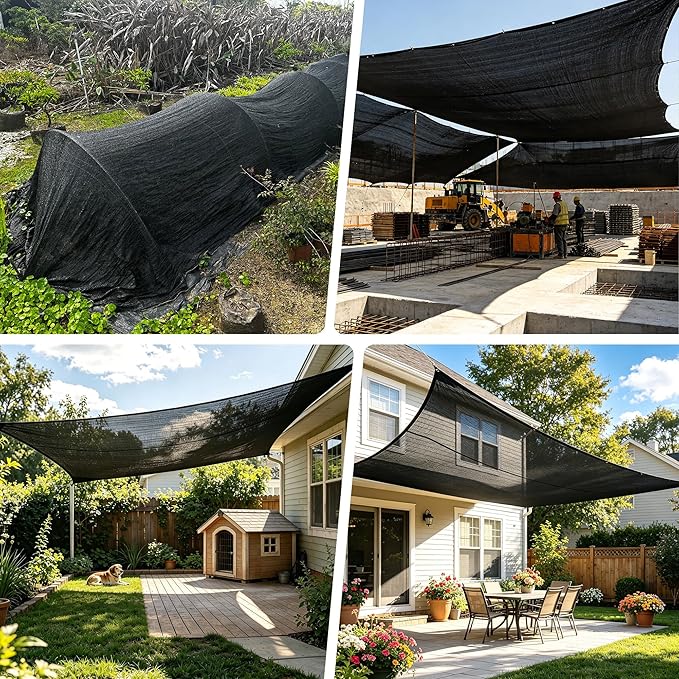 70% 20 X 30 FT Black Shade Cloth, Outdoor Sunblock Shade Cloth with Grommets, Durable Sun Shade Netting Shading Antifreezing for Patio, Garden, Plants Cover, Greenhouse, Barns, Dog Kennel