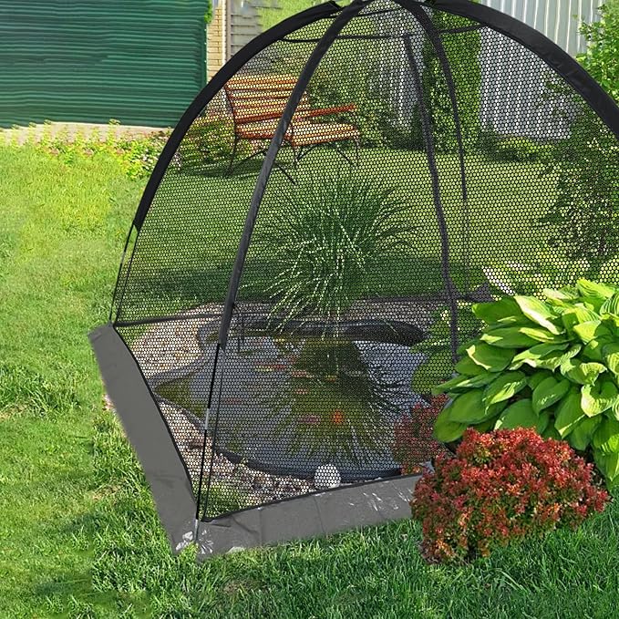 Pond Cover Net - Heavy Duty Nylon Dome Mesh with Zippers - 12x9FT Protector for Garden Pond Koi Fish and Plants - Birds & Leaves Animals Barrier