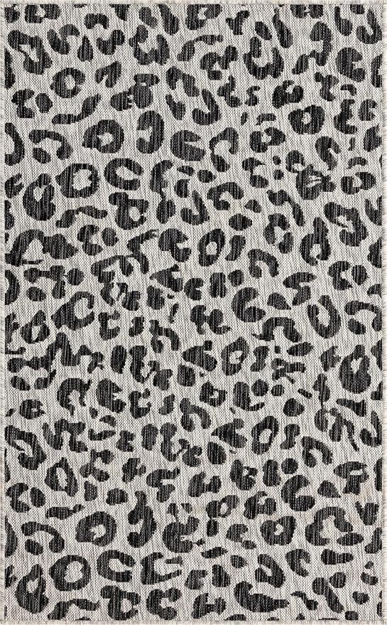 Unique Loom Outdoor Safari Collection Area Rug - Leopard (3' 3" x 5' 3" Rectangle, Light Gray/ Gray)