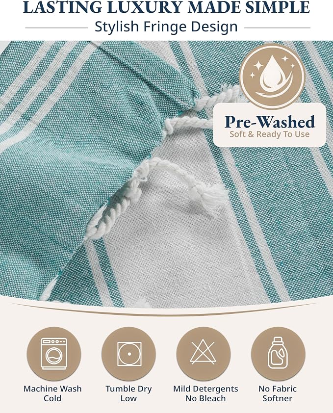 LANE LINEN Beach Towel Oversized, 2 Pack Turkish Beach Towels, Pre-Washed Stylish Womens, Quick Dry Swim, Sand Free Beach Towel, Adult Beach Towels - Hunter Green