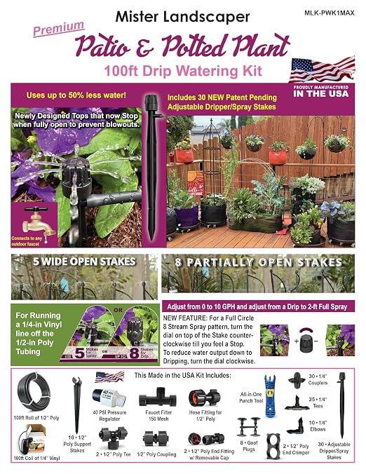Mister Landscaper Patio & Potted Plant Drip Watering Kit