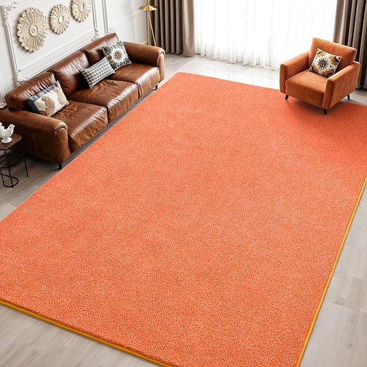 Keeko 6x9 Area Rugs for Living Room,Soft Washable Memory Foam Bedroom Rug | Indoor Throw Rug Low Pile Minimalist Non Slip Carpet for Kids Nursery Classroom Dorm Room Home Decor Orange and White