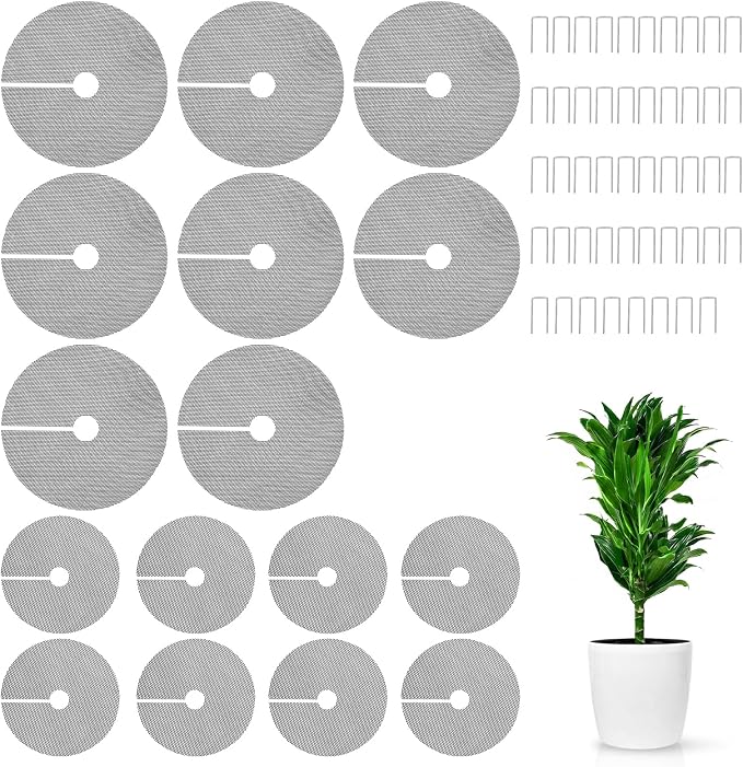 16PCS 15.7 Inch Plant Pot Grids and 11.8 Inch Plant Pot Grids Includes 48 Ground Stakes, Plant Pot Soil Cover Protectors from Animals
