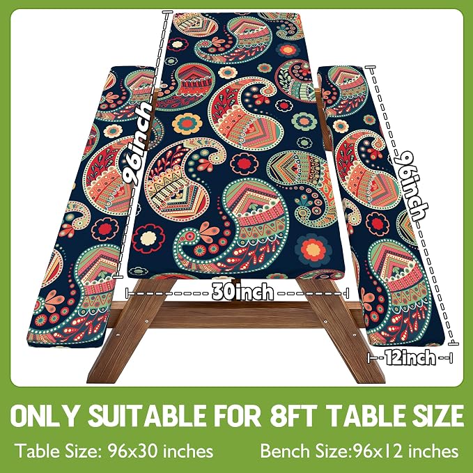 Picnic Table Cover with Bench Covers Table Cloth Tablecover Camping Essentials Camp Must Haves Camper Gear Outdoor Accessories River Water Motorhome Trailer Tent Rv Car Travel Activities Accessary Set