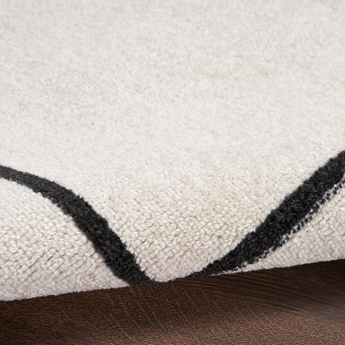 Nourison Home Nourison Essentials Ivory/Black 6' x 9' Area Rug - Easy Clean, Non Shedding, Bed Room, Living Room, Dining Room, Kitchen (6' x 9')