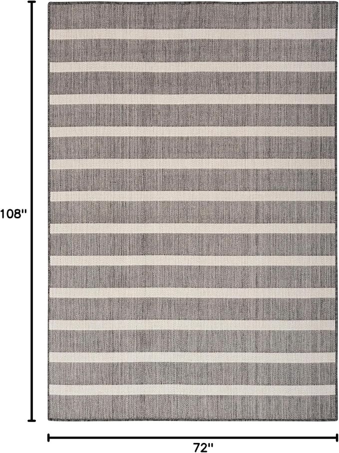 Nourison Home Positano Charcoal Ivory 6' x 9' Area Rug - Easy Clean, Non Shedding, Bed Room, Living Room, Dining Room, Kitchen (6' x 9')