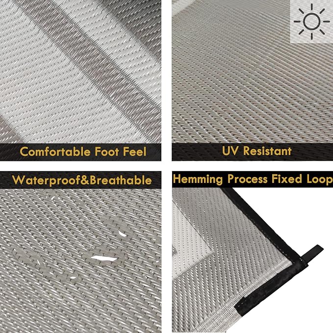 RURALITY Outdoor Rugs 6x9 Feet Waterproof for Patios Clearance,Plastic Straw Mats for Backyard,Porch,Deck,Balcony,Reversible,Easy to Clean, Modern Geometric
