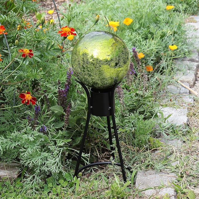 Achla Designs 6-Inch Crackle Gazing Globe Ball, Fern Green