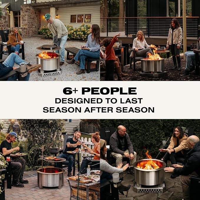 Breeo Smokeless Fire Pit (X Series 24, Stainless Steel) | 27.5 inch Smokeless Firepit for Outside | 62 Pounds | Ideal for Families Compatible with Wide Range of Breeo Accessories