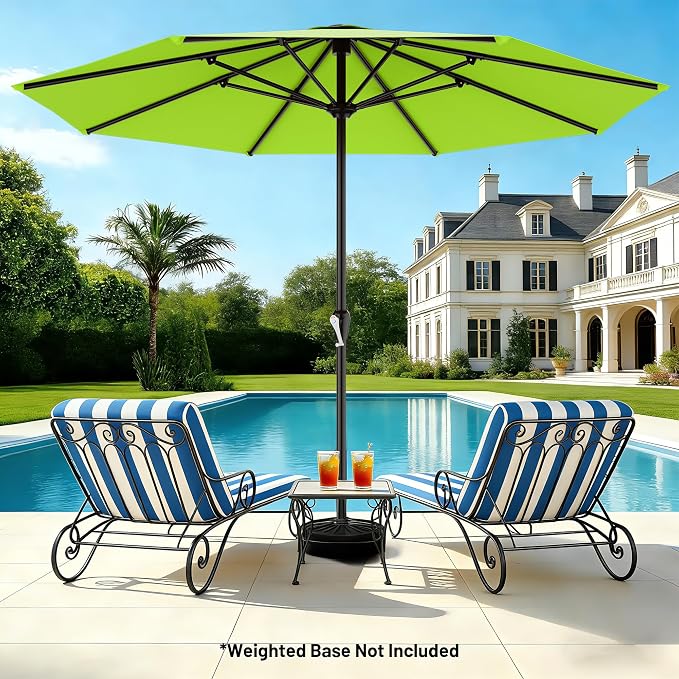 AreShark 12 FT Patio Umbrella for Outdoor, Outdoor Table Umbrella with Push Button Tilt and Crank, Outdoor Patio Umbrellas with 8 Sturdy Ribs, Patio Umbrellas for Market, Garden, Pool (Apple Green)