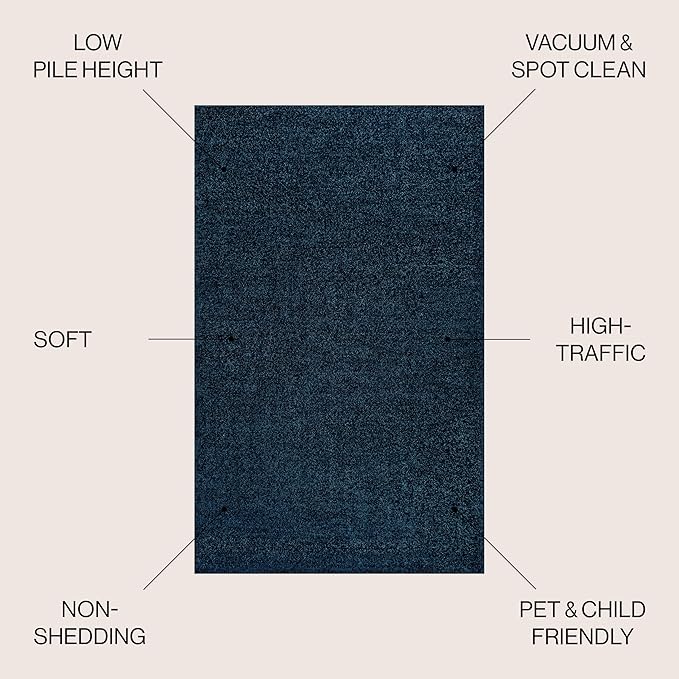 JONATHAN Y Haze Solid Low-Pile Navy Indoor Area Rug 12x15, Coastal,Bohemian,Minimalist,Classic, Easy-Cleaning for Living Room,Bedroom,Kitchen,Pet Friendly,Non-Shedding (SEU100C-15)