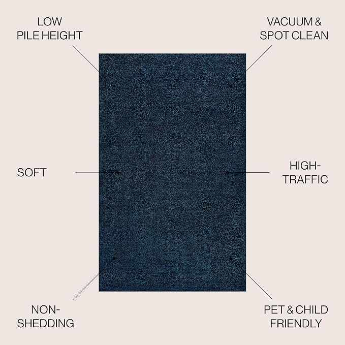 JONATHAN Y Haze Solid Low-Pile Navy Indoor Area Rug 9x12, Coastal,Bohemian,Minimalist,Classic, Easy-Cleaning for Living Room,Bedroom,Kitchen,Pet Friendly,Non-Shedding (SEU100C-9)