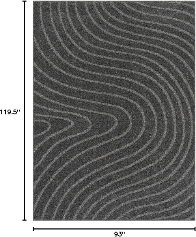 LUXE WEAVERS Modern Geometric Wave Anthracite 8x10 Area Rug