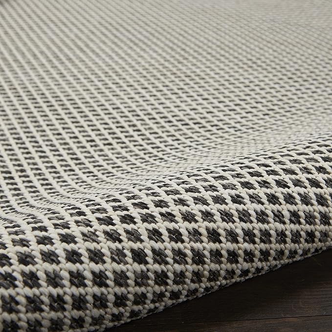 Nourison Home Courtyard Ivory Charcoal 2'2" x 10' Area Rug - Easy Clean, Non Shedding, Bed Room, Living Room, Dining Room, Kitchen (10' Runner)