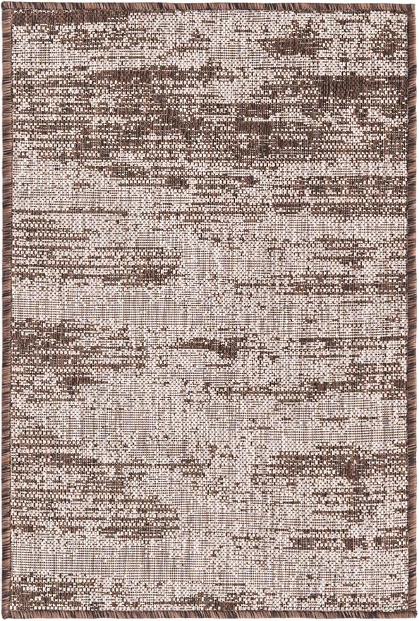 Unique Loom Outdoor Modern Collection Area Rug - Cartago (2' 2" x 3' 1" Rectangle, Brown/ Ivory)