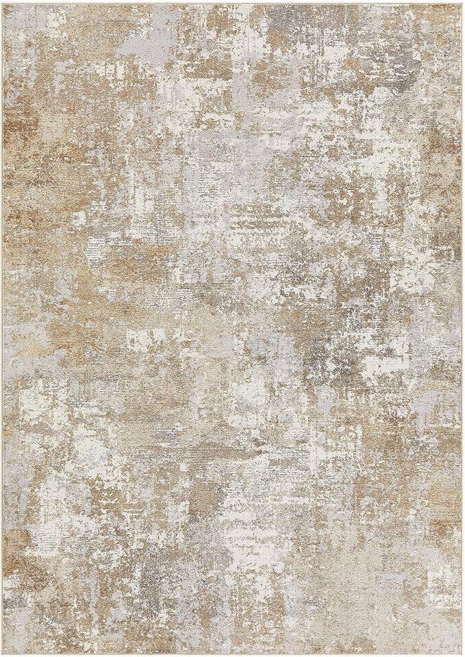 Tortania Washable 10x12 Area Rug for Living Room: Modern Abstract Neutral Large Soft Thin Rugs - Non Slip Indoor Carpet for Bedroom Dining Room Office Nursery Home Floor Decoration - Brown Grey