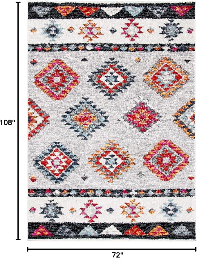 SAFAVIEH Adirondack Collection Area Rug - 6' x 9', Grey & Red, Boho Tribal Design, Non-Shedding & Easy Care, Ideal for High Traffic Areas in Living Room, Bedroom (ADR245F)