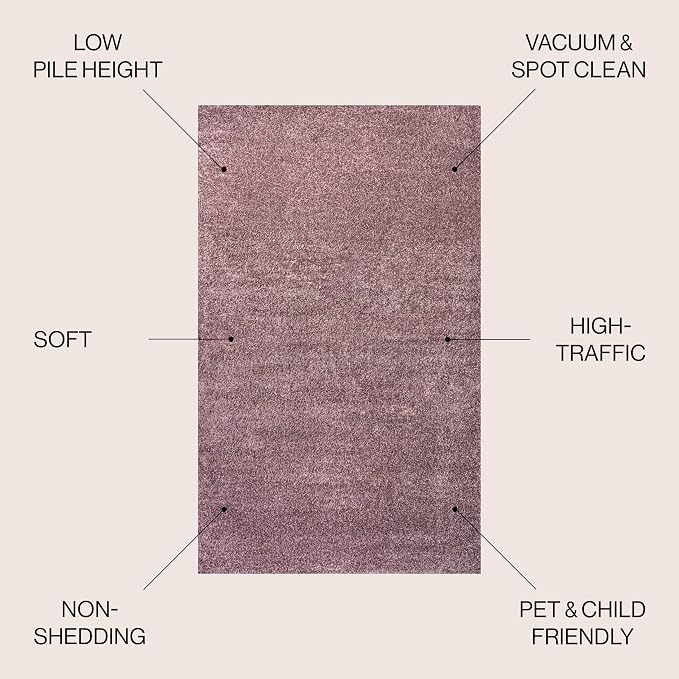 JONATHAN Y Haze Solid Low-Pile Light Purple Indoor Area Rug 6x9, Coastal,Bohemian,Minimalist,Classic, Easy-Cleaning for Living Room,Bedroom,Kitchen,Pet Friendly,Non-Shedding (SEU100R-6)