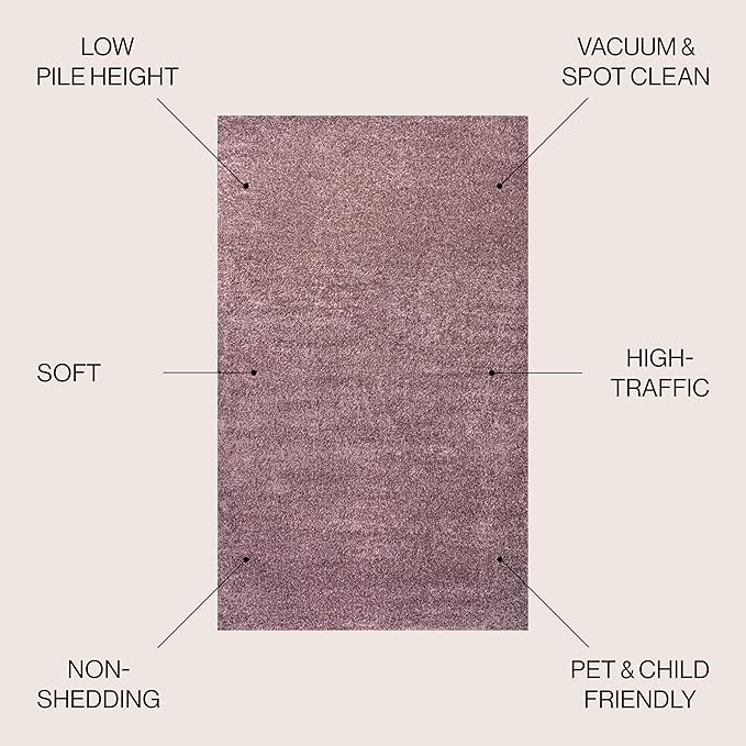 JONATHAN Y Haze Solid Low-Pile Light Purple Indoor Area Rug 8x10, Coastal,Bohemian,Minimalist,Classic, Easy-Cleaning for Living Room,Bedroom,Kitchen,Pet Friendly,Non-Shedding (SEU100R-8)