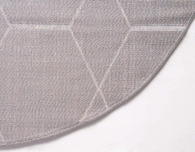 Unique Loom Trellis Frieze Collection Area Rug - Geometric (8' Round, Light Gray/ Ivory)