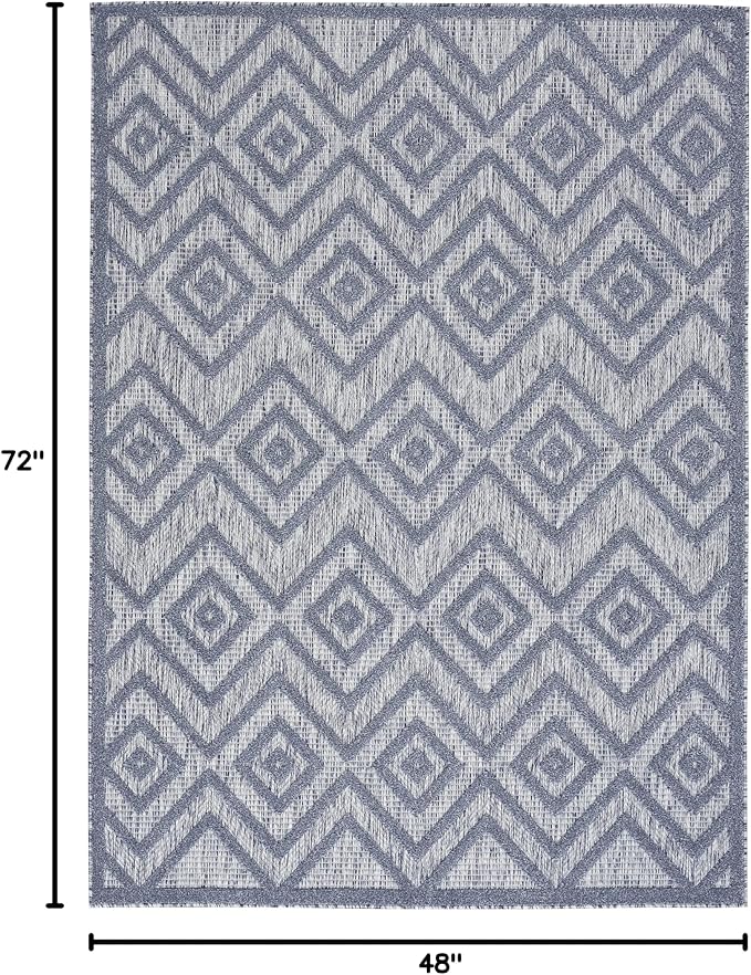 Nourison Home Versatile Denim Blue 4' x 6' Area Rug - Easy Clean, Non Shedding, Bed Room, Living Room, Dining Room, Kitchen (4' x 6')