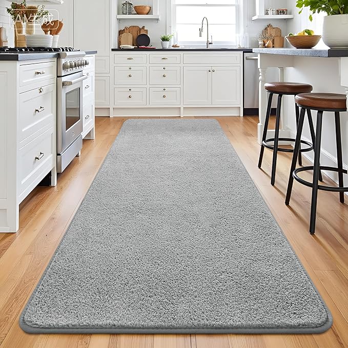 Keeko 2x6 Area Rugs for Living Room,Soft Washable Memory Foam Bedroom Rug | Indoor Throw Rug Low Pile Minimalist Non Slip Carpet for Kids Nursery Classroom Dorm Room Home Decor Grey