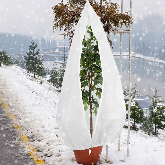 Gardzen 5-Pack Plant Covers Freeze Protection, Drawstring Tree Cover with Zipper, Winter Freeze Plant Protection, Tree Jacket Frost Blanket for Outdoor Plants, 54”×72”