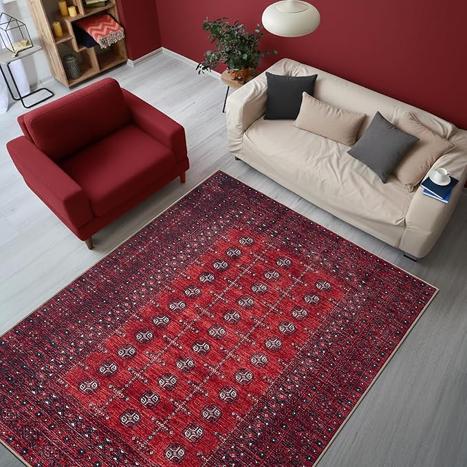 Keen Home Design Vintage Washable Entryway Rug, Non-Slip Low Pile, 3x5 | Machine Washable Cotton Chenille, 0.25In Low Pile, Rubber Non-Slip Back; Entryway, Kitchen, Bathroom, Bedroom