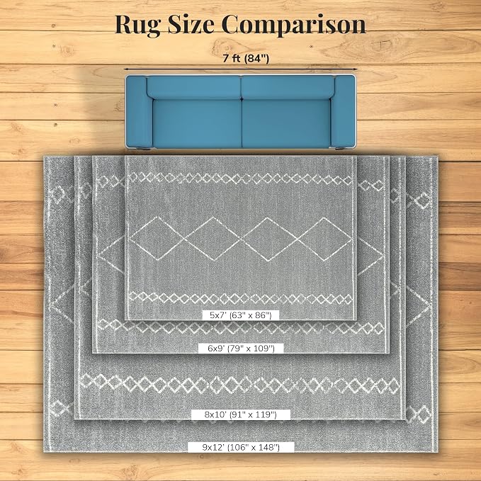 LUXE WEAVERS Daphnes Grey 6x9 Boho Moroccan Geometric Area Rug 2735