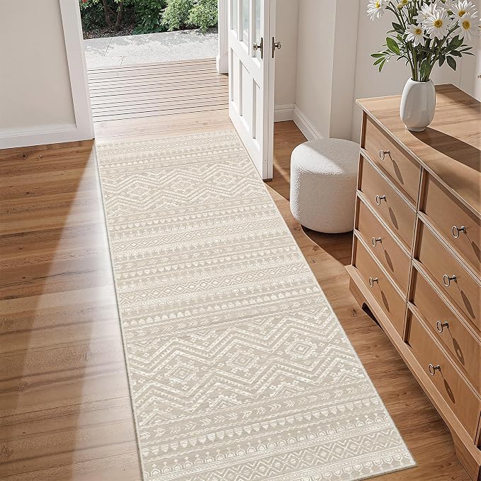 Miukiki Washable 2x6 Runner Rug Hallway Non Slip Kitchen Runner Brown | Machine Washable Long Floor Runner for Hallway Entryway Laundry Room Living Room Bedroom, Stain Resistant Indoor Carpet 2'x6'