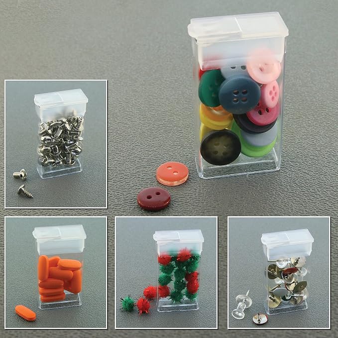 The Beadsmith Clear Plastic Boxes - Rectangle with a Flip Top Cap - 7/16” x 1” x 1-1/2” - Use for Beads, Bath Salts, Wedding & Party Favors, Home or Office Storage - Bag of 100