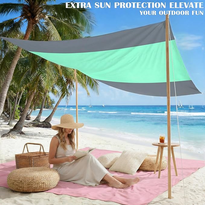 Famstar Beach Blanket Oversized Extra Large 78"X81"/10'X9',Waterproof Sandproof Beach Blanket 2-8 Adults Lightweight Durable for Travel Camping Hiking Picnic