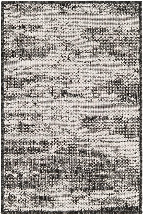 Unique Loom Outdoor Modern Collection Area Rug - Cartago (2' 2" x 3' 1" Rectangle, Charcoal/ Ivory)