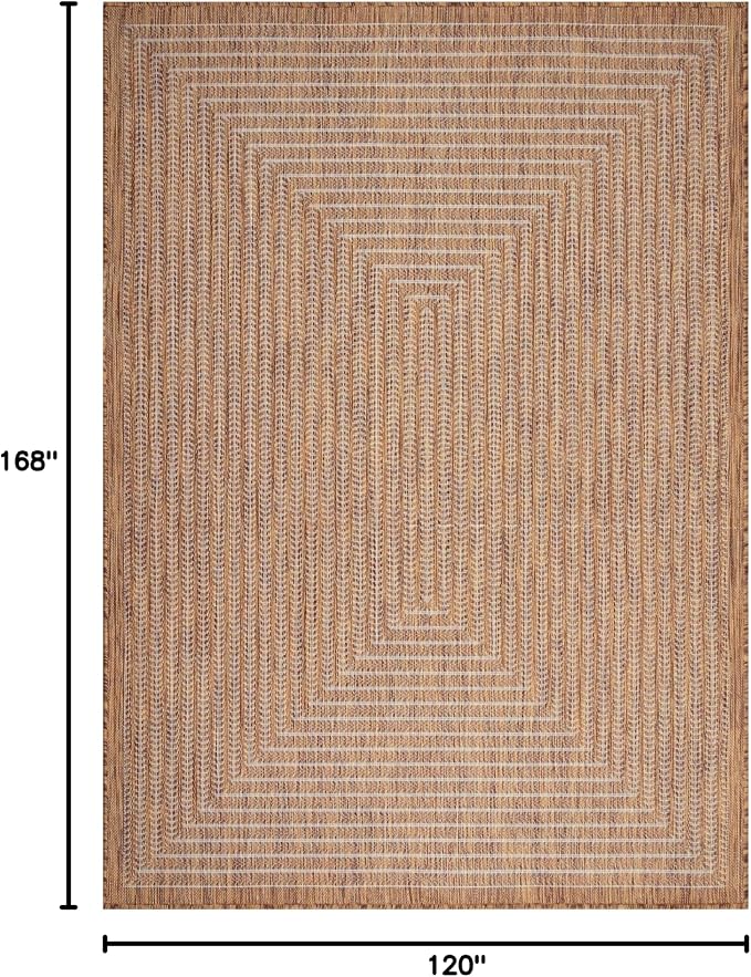 Adiva Rugs Outdoor Indoor Area Rug, Weather Resistant, Easy to Clean, Stain Resistant Floor Mat for Dining Room, Backyard, Deck, Patio (Wooden, 10' x 14')