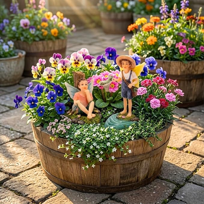 PRETMANNS Fairies for Fairy Garden - Fishing Fairy Figurines – Accessories for Indoor or Outdoor Miniature Garden – 2-Piece Set