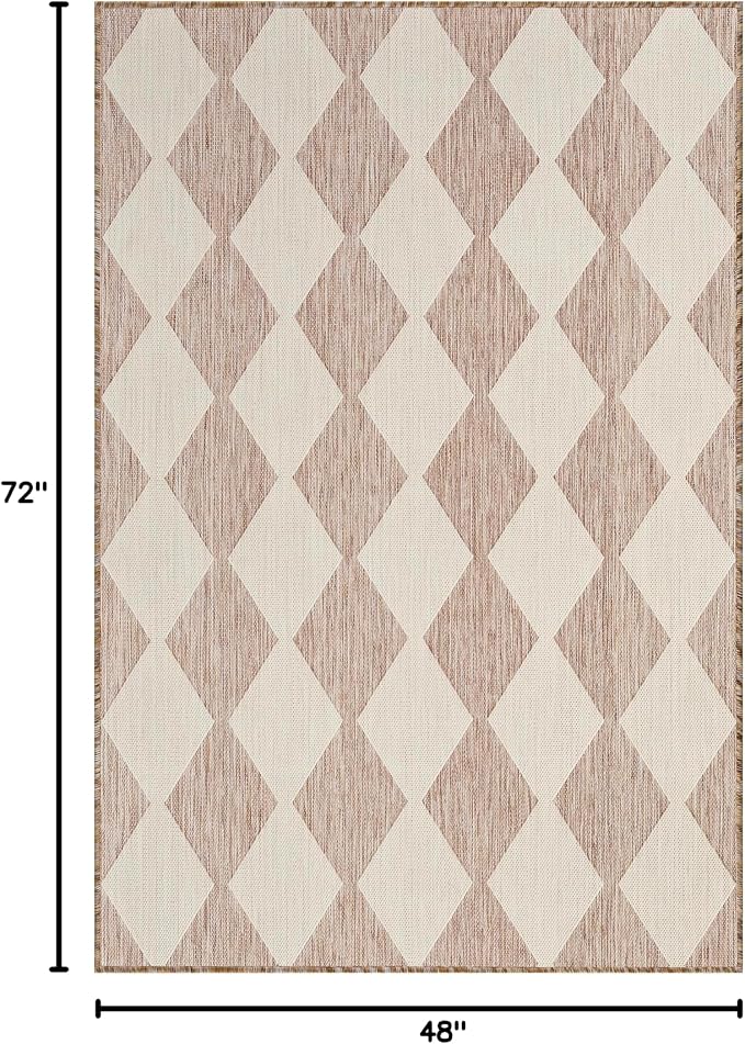 Nourison Home Positano Beige 4' x 6' Area Rug - Easy Clean, Non Shedding, Bed Room, Living Room, Dining Room, Kitchen (4' x 6')