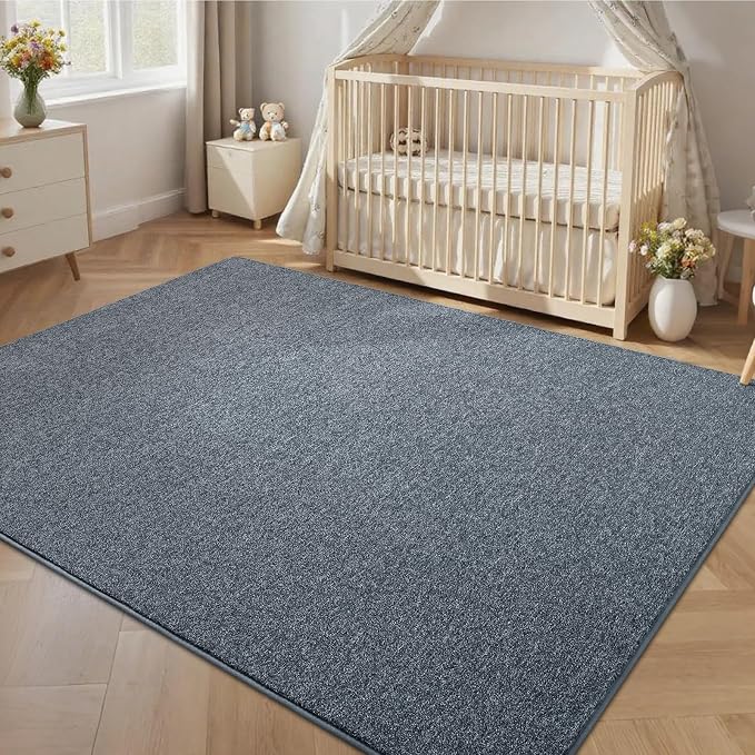 4x6 Blue Area Rug | Washable Memory Foam, Low Pile Non Slip Indoor Carpet for Living Room Bedroom Office Classroom College Dorm Room Home Decor