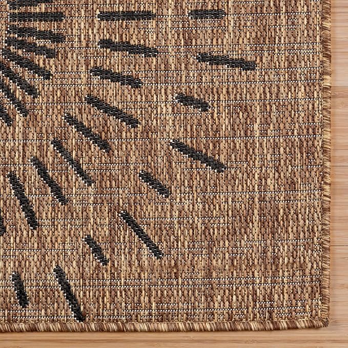 Gertmenian Indoor Outdoor Modern Area Rug - 6x9 Medium, Stain Resistant, Ideal for High Traffic in Living Room, Bedroom, Patio - Geometric, Brown, 32458