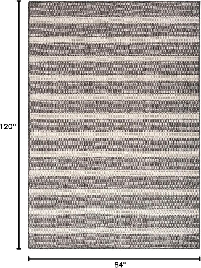 Nourison Home Positano Charcoal Ivory 7' x 10' Area Rug - Easy Clean, Non Shedding, Bed Room, Living Room, Dining Room, Kitchen (7' x 10')