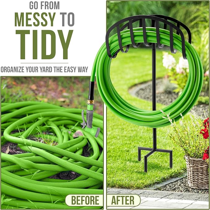 Sorbus Manger Garden Water Hose Storage, Great for Garden, Lawn, Yard, Decorative Stand with Ground Stakes, Holds 125-Feet of 5/8-Inch Hose