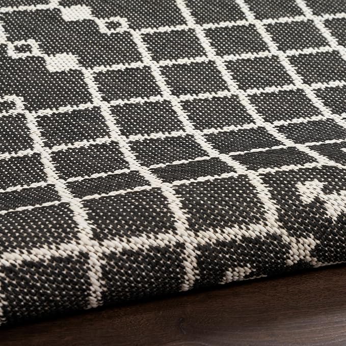 Nourison Home Positano Black 7' x 10' Area Rug - Easy Clean, Non Shedding, Bed Room, Living Room, Dining Room, Kitchen (7' x 10')