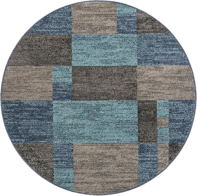 Unique Loom Autumn Collection Area Rug - Providence (5' 3" Round, Blue Gray/ Light Brown)