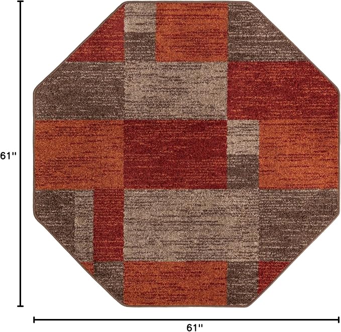 Unique Loom Autumn Collection Area Rug - Providence (5' 1" Octagon, Multi/ Beige)
