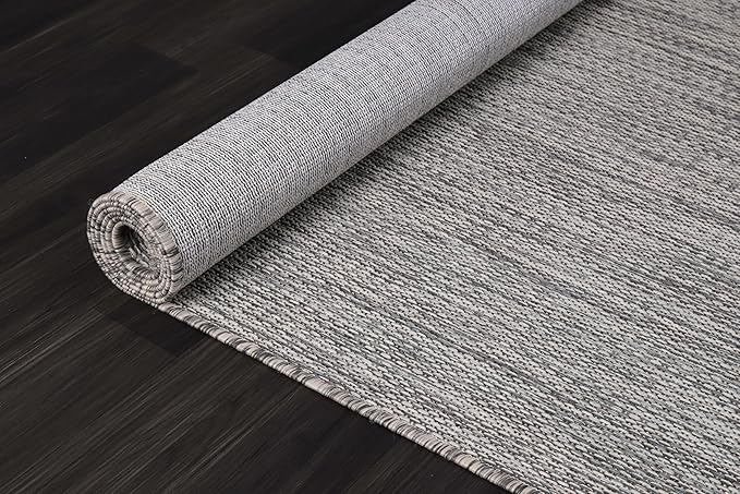 CAMILSON Outdoor Rug 5x7 Modern Area Rugs for Indoor and Outdoor Patios and Porches - Waterproof, Washable, Non-Shedding, Easy-to-Clean Outside Carpet (5 x 7, Solid - Silver Gray)