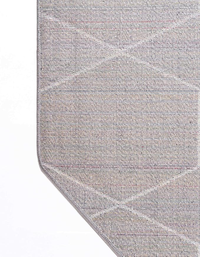 Unique Loom Trellis Frieze Collection Area Rug - Geometric (5' Octagon, Light Gray/ Ivory)