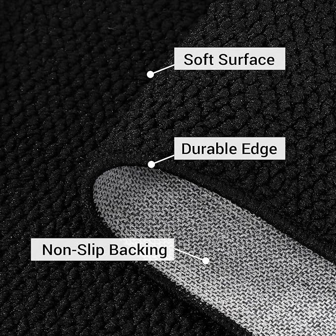 Garvee Large Living Room Rug 10x13 Solid Color Area Rugs for Bedroom,Black | Non Slip Backing Washable Stain Resistant Non Shedding Textured Neutral Weaving Low Pile Rugs for Nursery Dining Room
